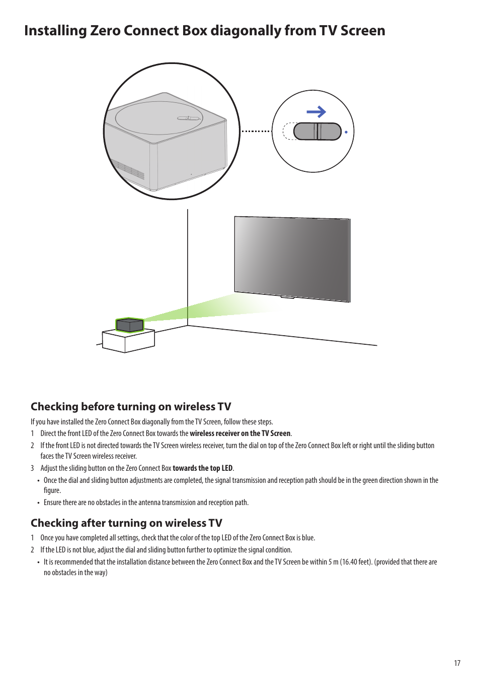 Checking before turning on wireless tv, Checking after turning on wireless tv | LG evo M Series M3 77" Wireless 4K HDR Smart OLED TV User Manual | Page 17 / 28