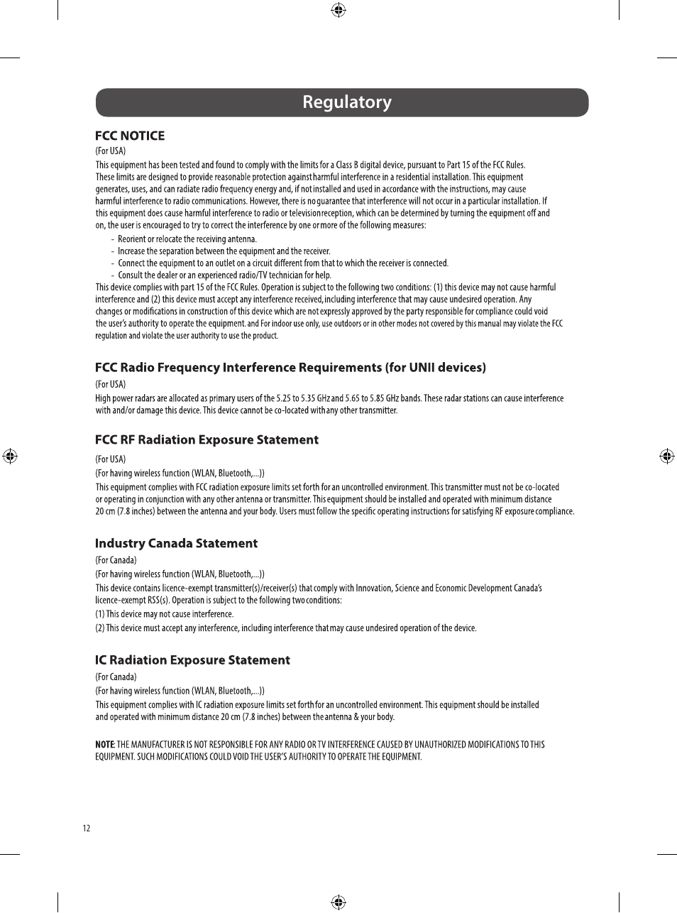 Regulatory | LG Objet Collection Pose 48" 4K HDR Smart OLED TV User Manual | Page 12 / 29