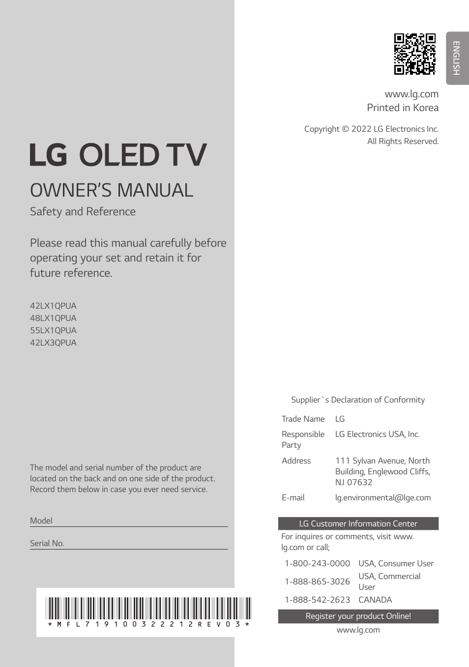 LG Flex 42" 4K HDR Smart OLED TV User Manual | 16 pages