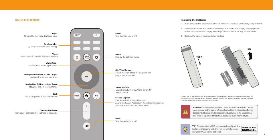 Push lift | Vizio V-Series 43" 4K HDR Smart LED TV User Manual | Page 11 / 49