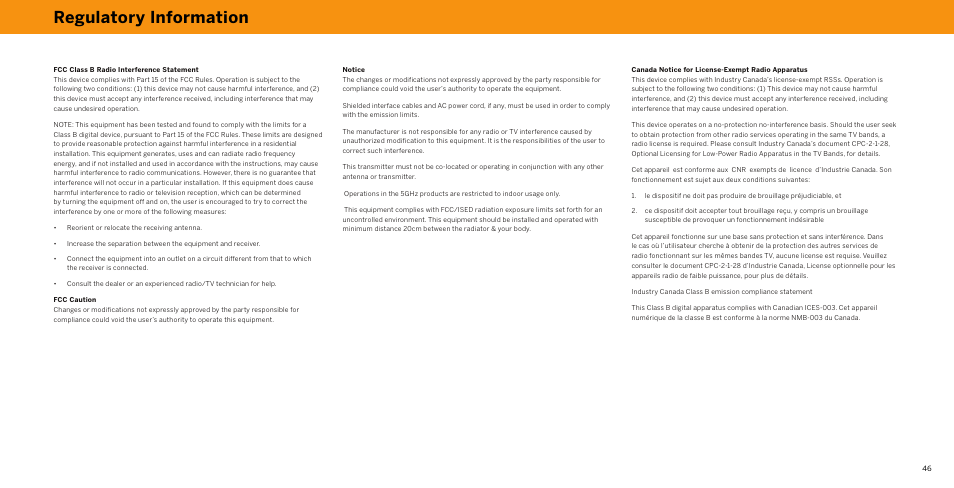 Regulatory information | Vizio V-Series 43" 4K HDR Smart LED TV User Manual | Page 46 / 49