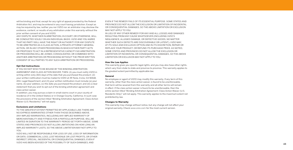 Vizio V-Series 43" 4K HDR Smart LED TV User Manual | Page 48 / 49