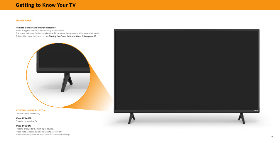 Getting to know your tv | Vizio V-Series 43" 4K HDR Smart LED TV User Manual | Page 7 / 49