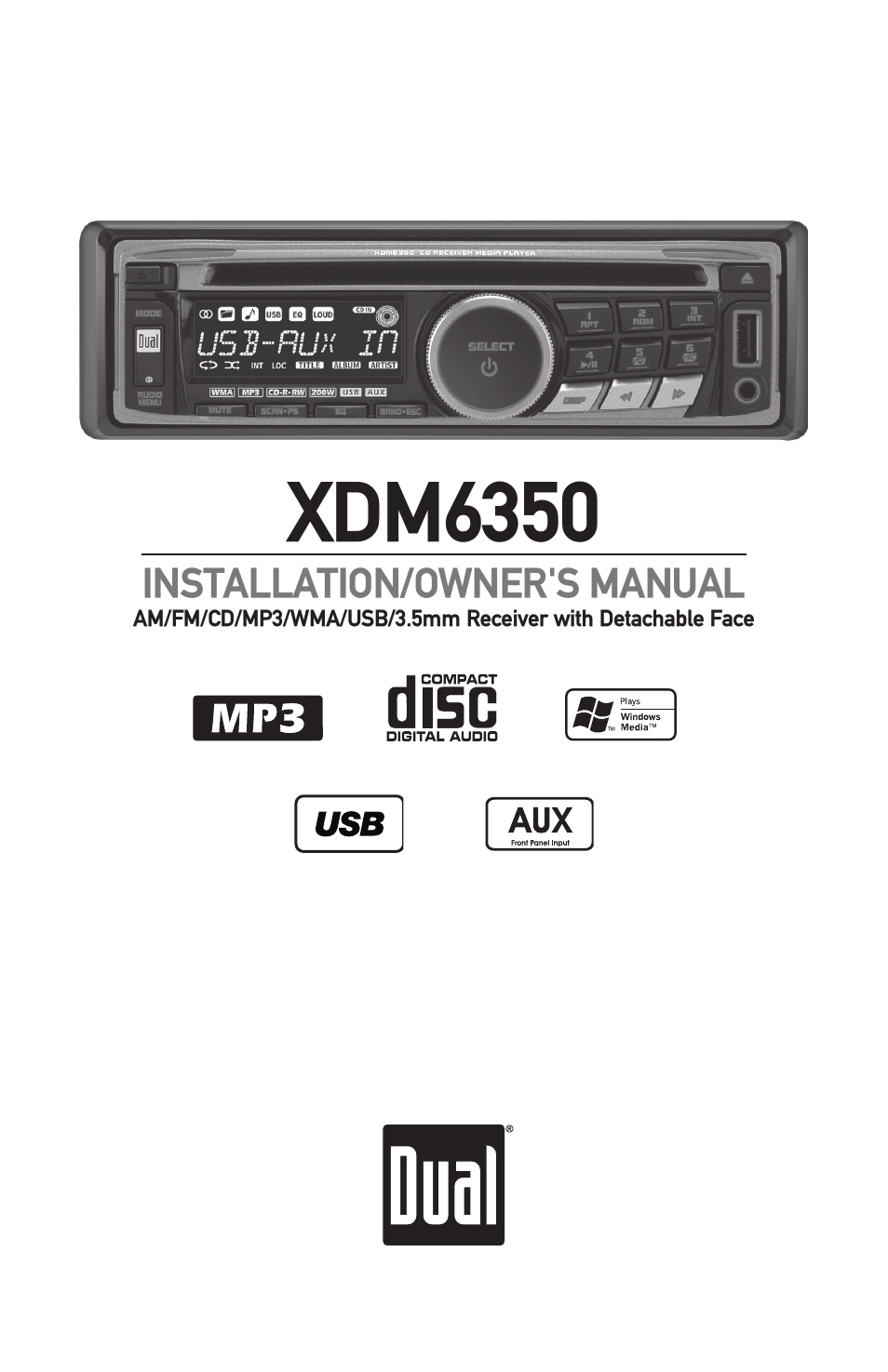 Dual AM/FM/CD/MP3/WMA/USB/3.5mm Receiver XDM6350 User Manual | 24 pages