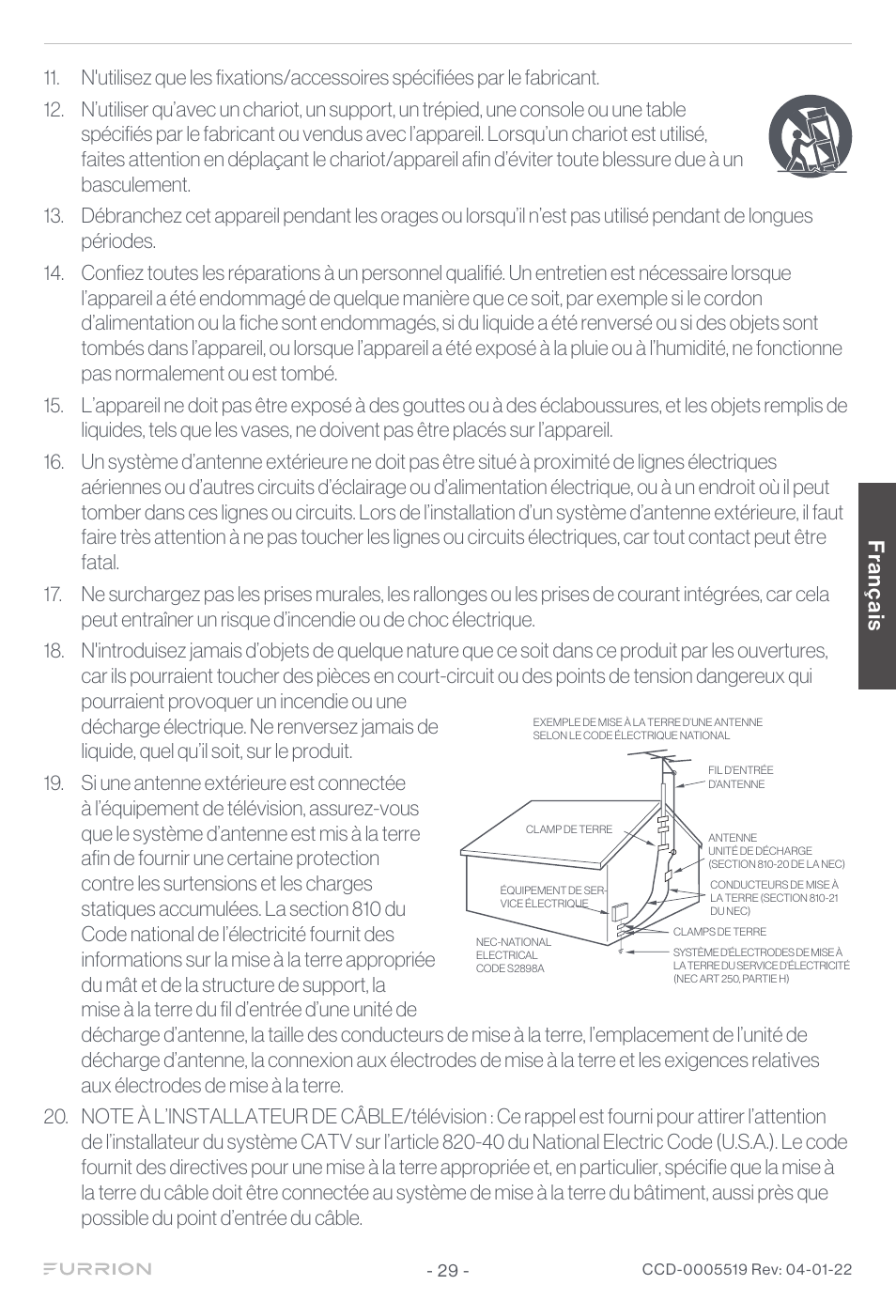 Franç ais | Furrion Aurora Sun 55" 4K HDR LED Full Sun Outdoor Smart TV User Manual | Page 30 / 77