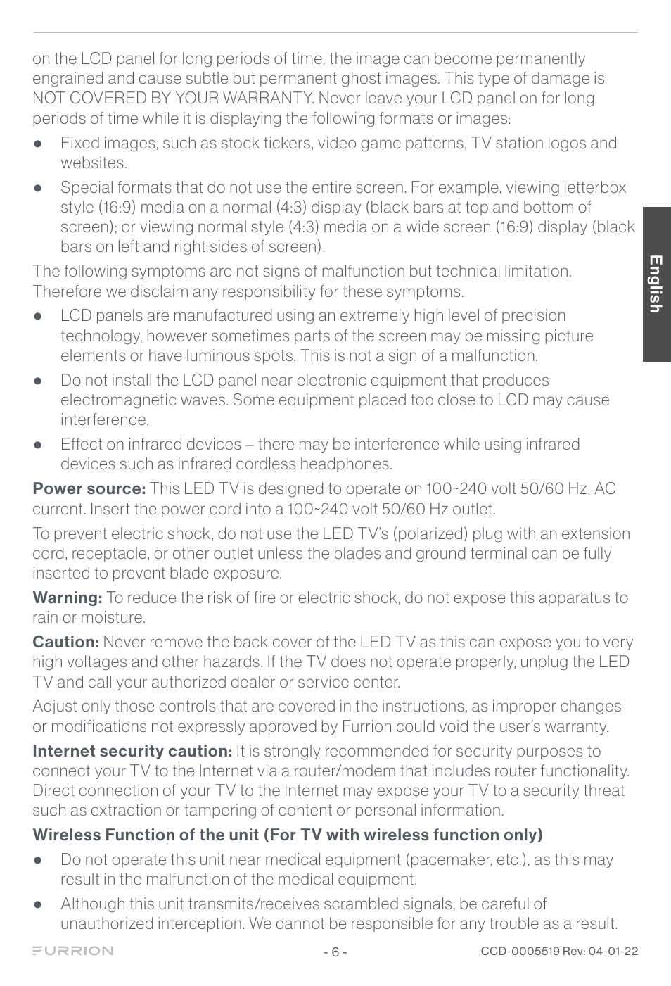 Furrion Aurora Sun 55" 4K HDR LED Full Sun Outdoor Smart TV User Manual | Page 7 / 77