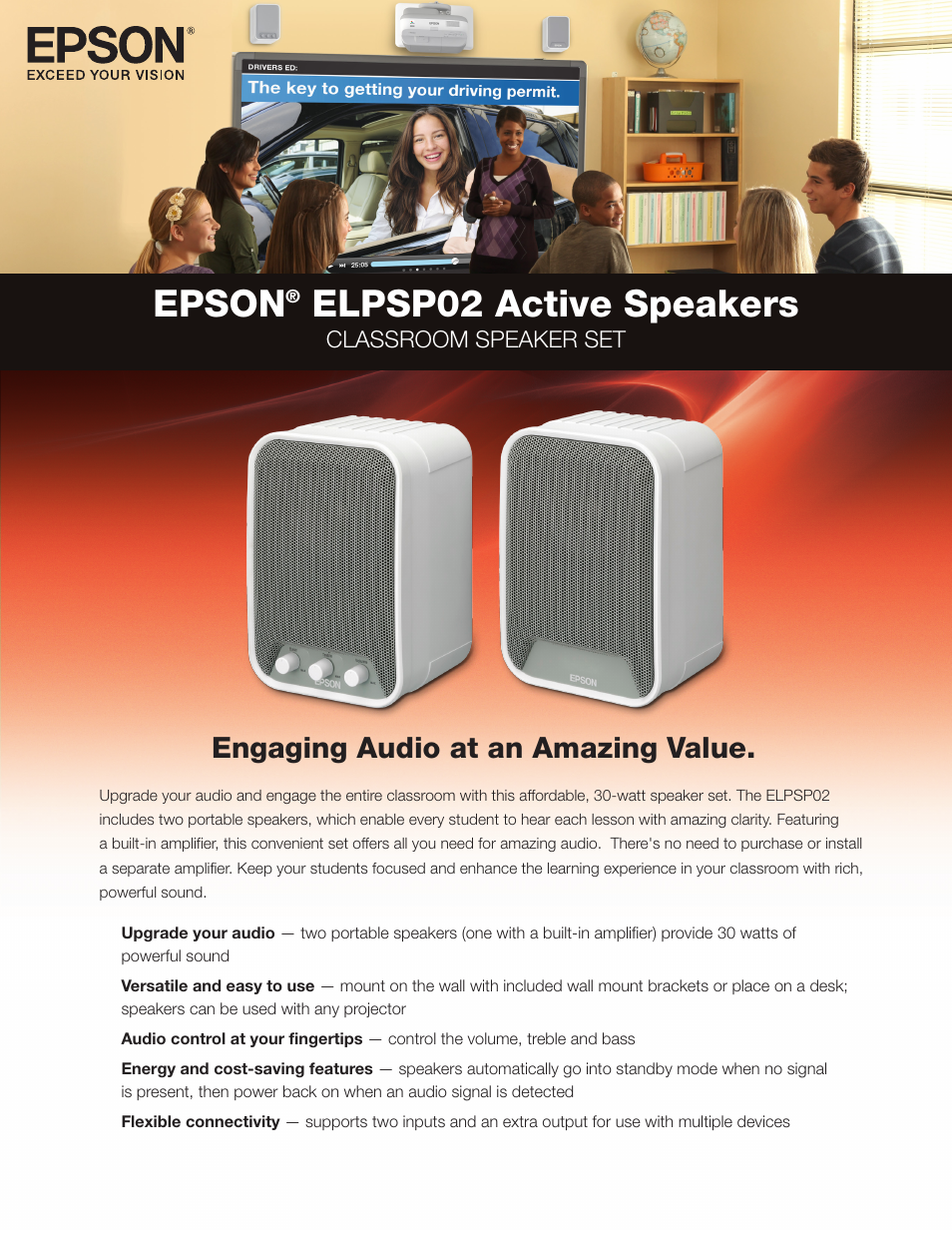 Epson ELPSP02 Active Speakers User Manual | 2 pages