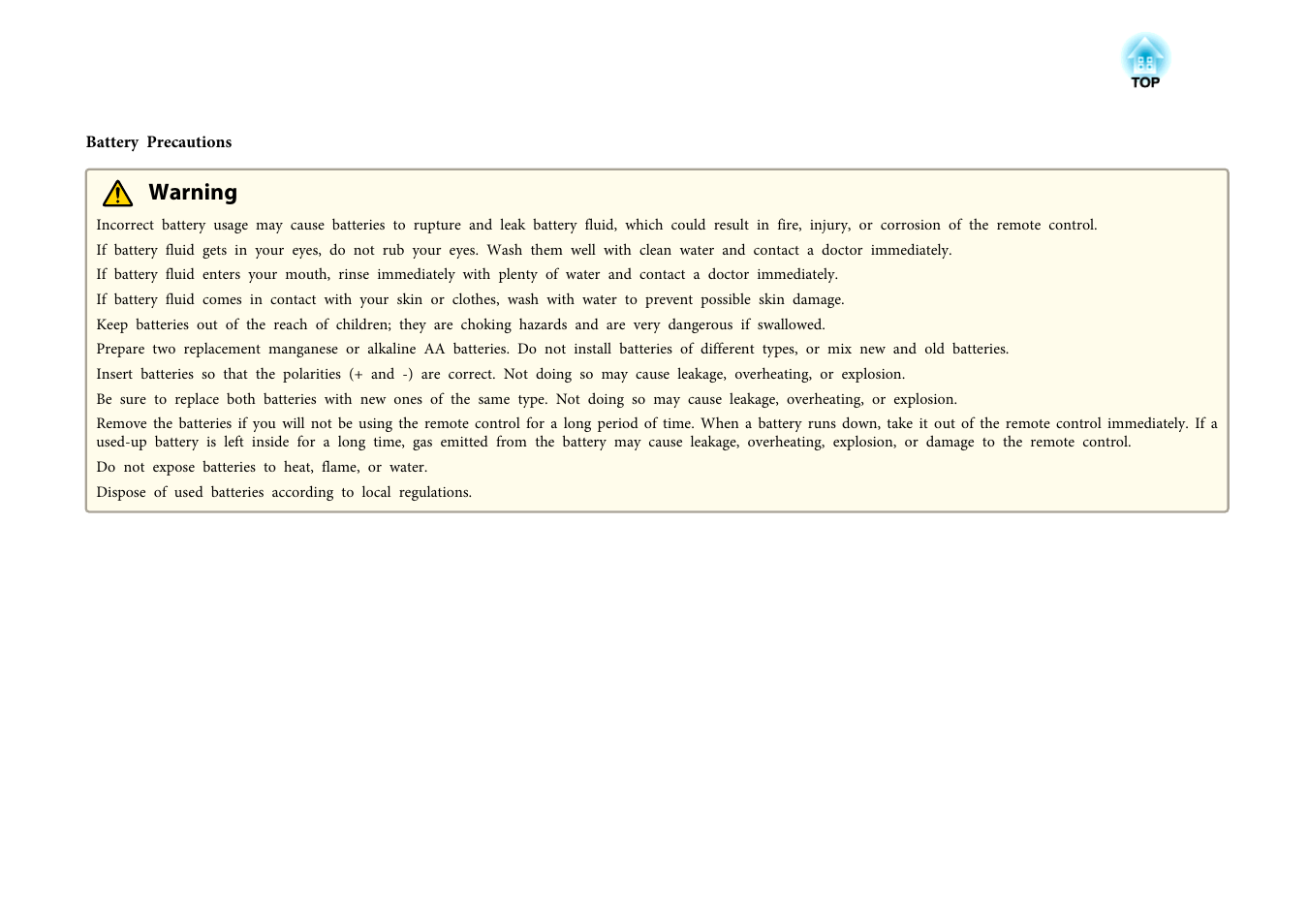 Warning | Epson DC-13 Document Camera User Manual | Page 7 / 62