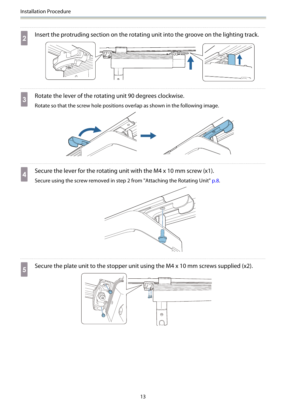 Epson Lighting Track Mount for LightScene EV-105 (Black) User Manual | Page 14 / 20