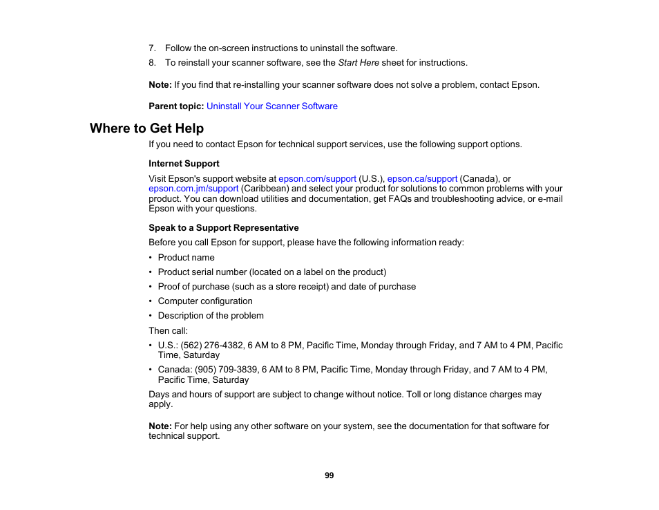 Where to get help | Epson DS-1630 Flatbed Color Document Scanner User Manual | Page 99 / 115