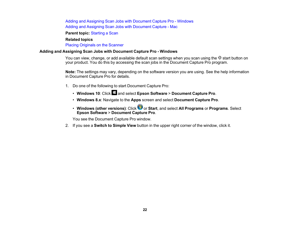 Epson WorkForce DS-6500 Document Scanner User Manual | Page 22 / 95