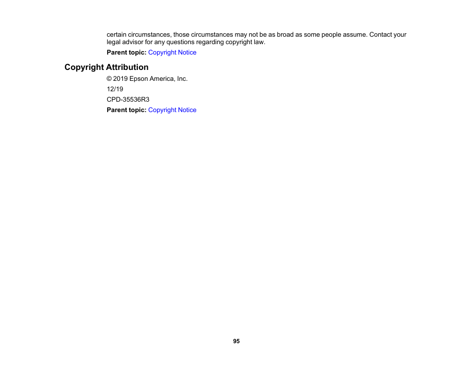 Copyright attribution | Epson WorkForce DS-6500 Document Scanner User Manual | Page 95 / 95