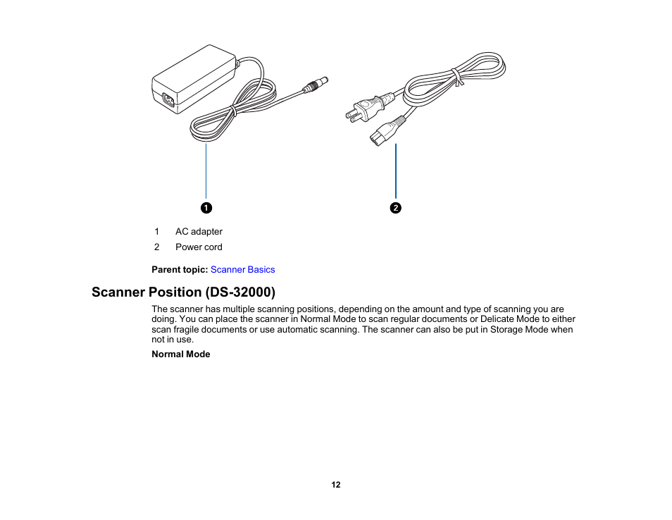 Scanner position (ds-32000) | Epson DS-32000 Large-Format Document Scanner User Manual | Page 12 / 172