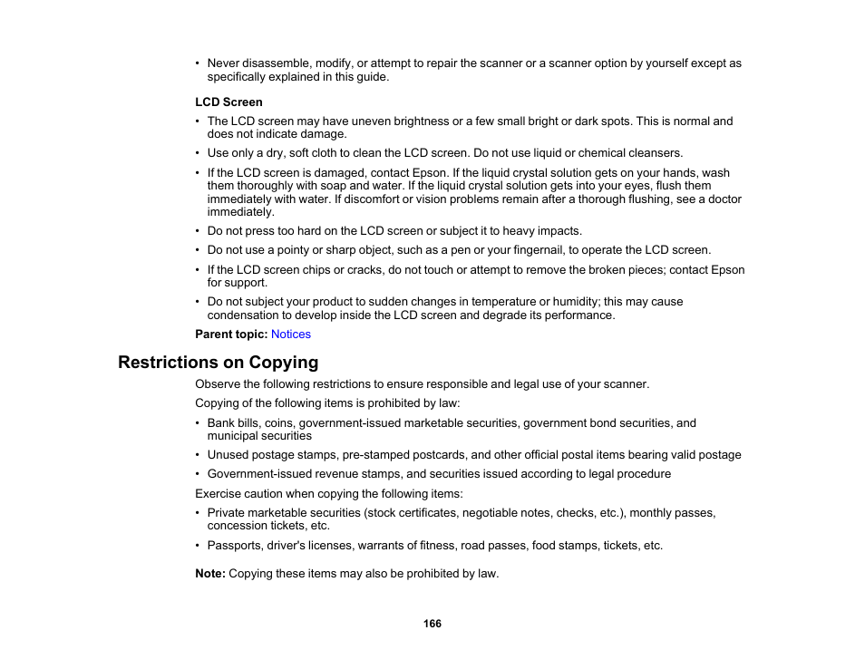 Restrictions on copying | Epson DS-32000 Large-Format Document Scanner User Manual | Page 166 / 172
