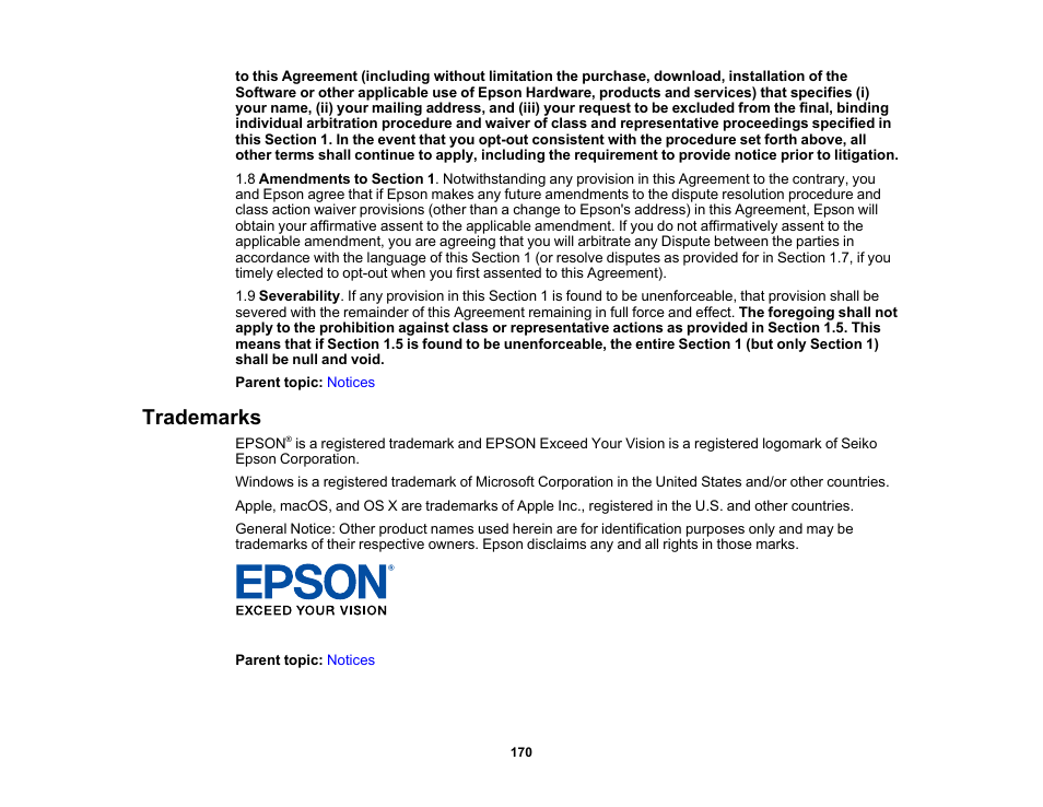 Trademarks | Epson DS-32000 Large-Format Document Scanner User Manual | Page 170 / 172