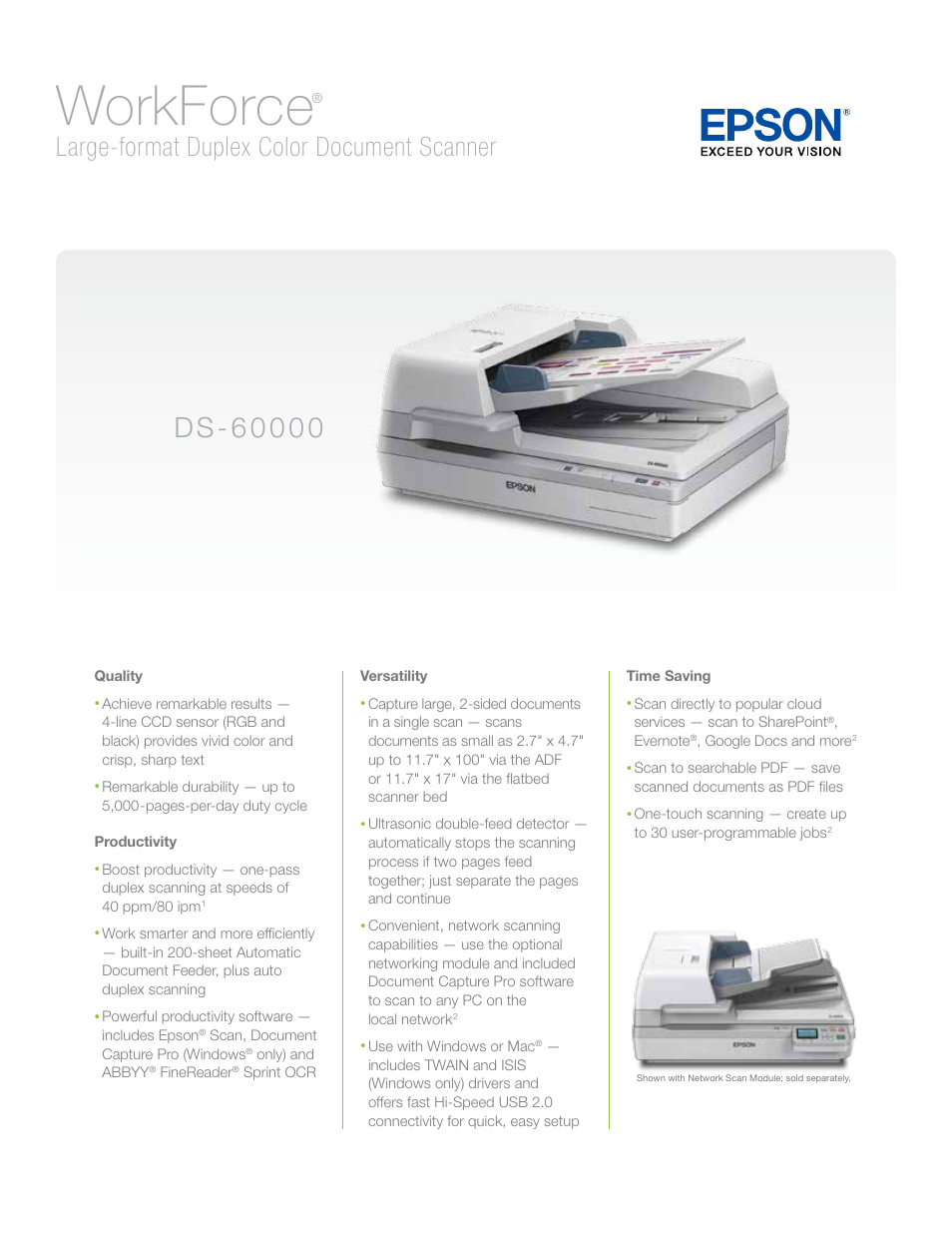 Epson Workforce DS-60000 Scanner User Manual | 2 pages