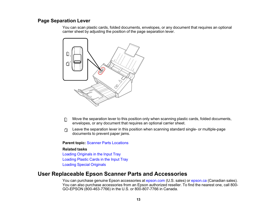Epson WorkForce DS-410 Document Scanner User Manual | Page 13 / 128