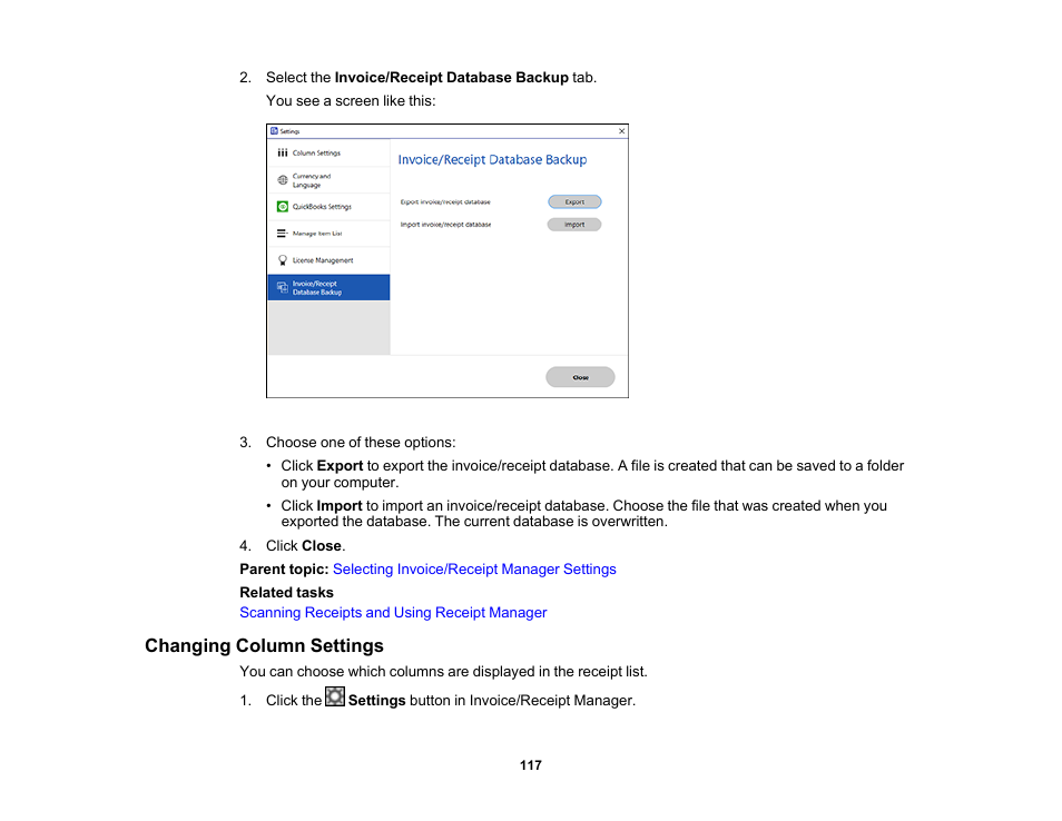 Changing column settings | Epson ES-580W Wireless Duplex Document Scanner User Manual | Page 117 / 183