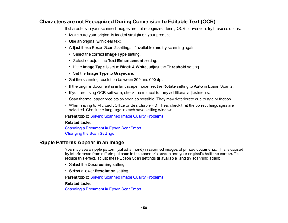 Ripple patterns appear in an image | Epson ES-580W Wireless Duplex Document Scanner User Manual | Page 158 / 183