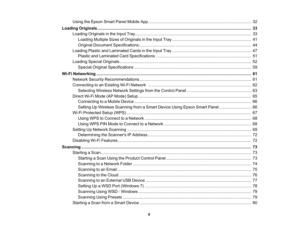 Epson ES-580W Wireless Duplex Document Scanner User Manual | Page 4 / 183