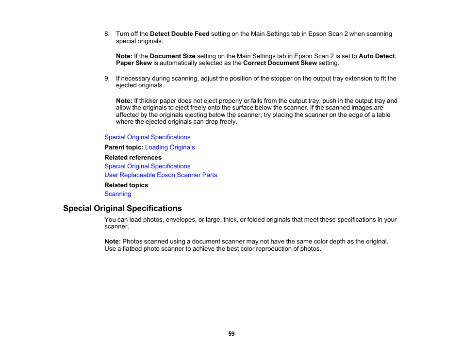Special original specifications | Epson ES-580W Wireless Duplex Document Scanner User Manual | Page 59 / 183