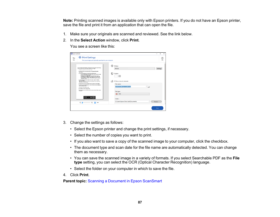 Epson ES-580W Wireless Duplex Document Scanner User Manual | Page 87 / 183