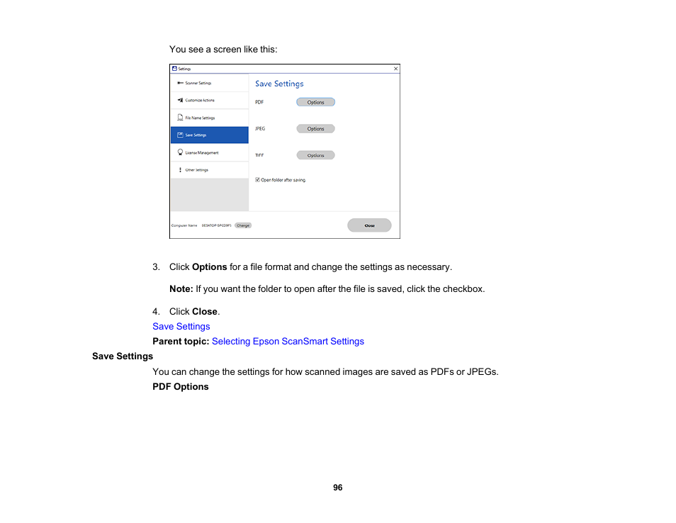 Save settings | Epson ES-580W Wireless Duplex Document Scanner User Manual | Page 96 / 183