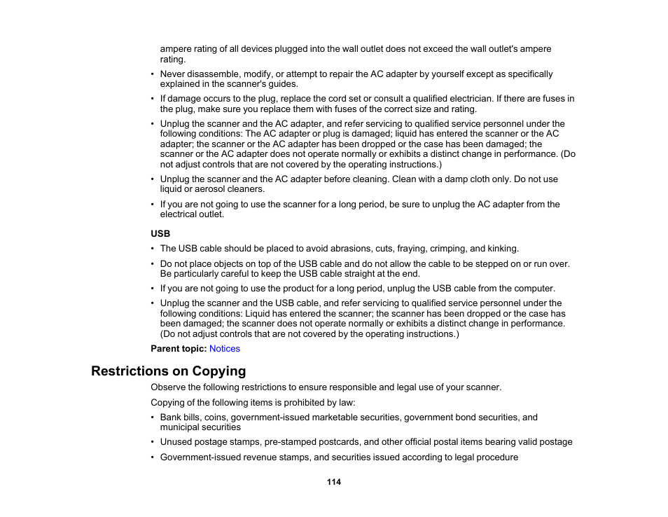 Restrictions on copying | Epson FastFoto FF-680W Photo Scanner User Manual | Page 114 / 120