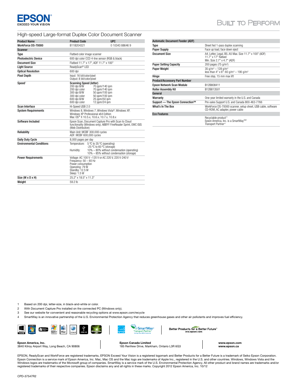 Epson WorkForce DS-70000 Document Scanner User Manual | Page 2 / 2