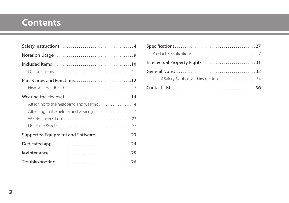 Epson Moverio BT-45CS AR Smart Glasses with Intelligent Controller User Manual | Page 2 / 39
