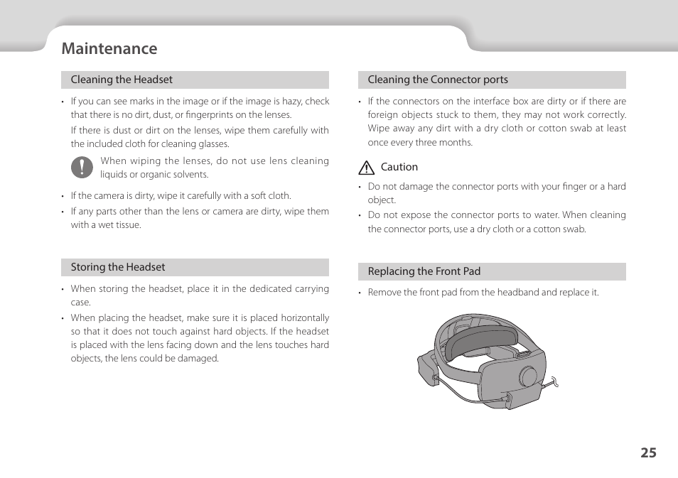 Maintenance, 01_chapter title, 01_head a | Epson Moverio BT-45CS AR Smart Glasses with Intelligent Controller User Manual | Page 25 / 39