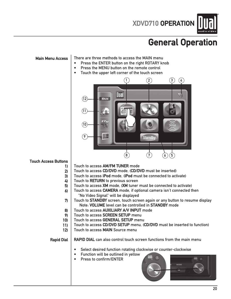 General operation, Xdvd710 operation | Dual XDVD710 User Manual | Page 21 / 60