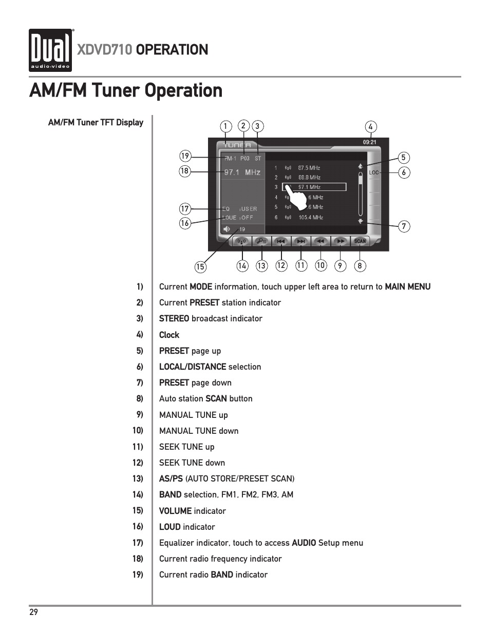 Am/fm tuner operation, Xdvd710 operation | Dual XDVD710 User Manual | Page 30 / 60