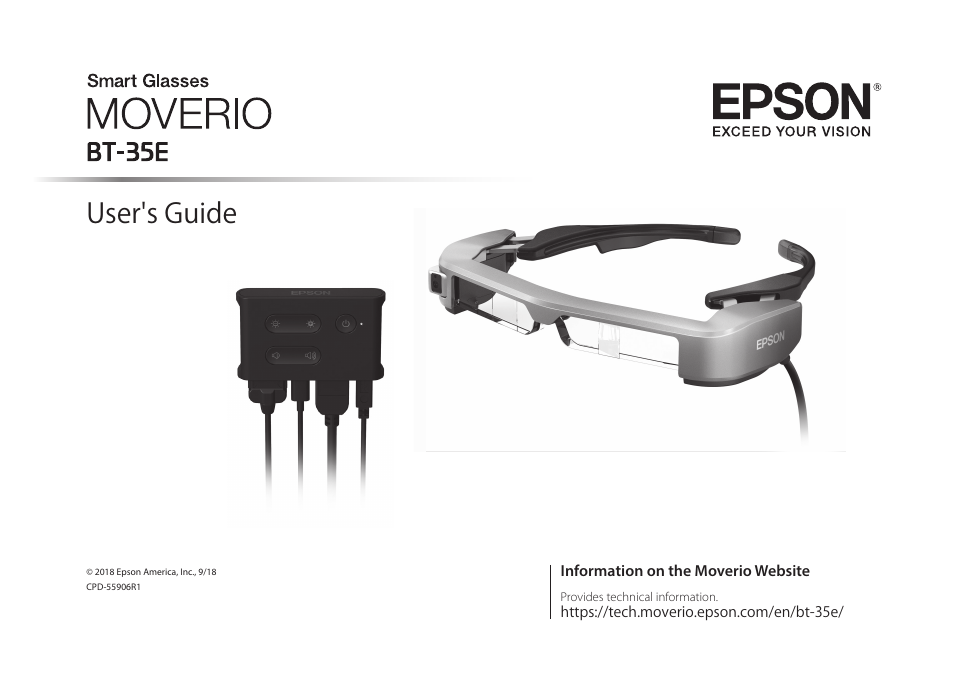 Epson Moverio BT-35E Smart Glasses User Manual | 41 pages