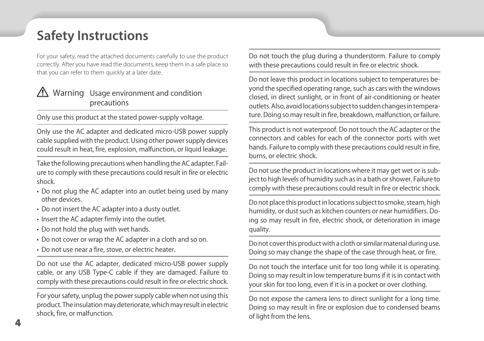 Safety instructions, 01_chapter title, 01_head a | Epson Moverio BT-35E Smart Glasses User Manual | Page 4 / 41