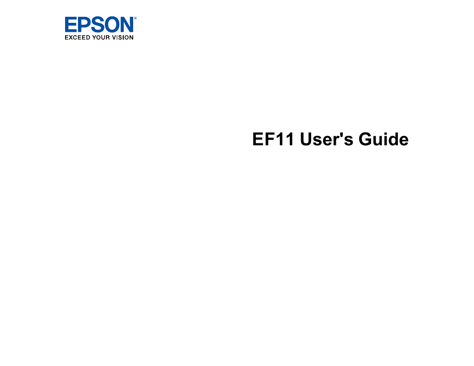 Epson EpiqVision Mini EF11 1000-Lumen Full HD Laser 3LCD Projector User Manual | 138 pages