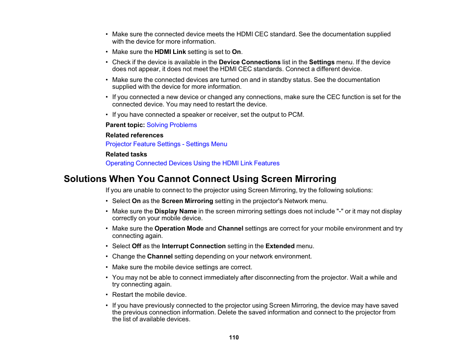 Epson EpiqVision Mini EF11 1000-Lumen Full HD Laser 3LCD Projector User Manual | Page 110 / 138
