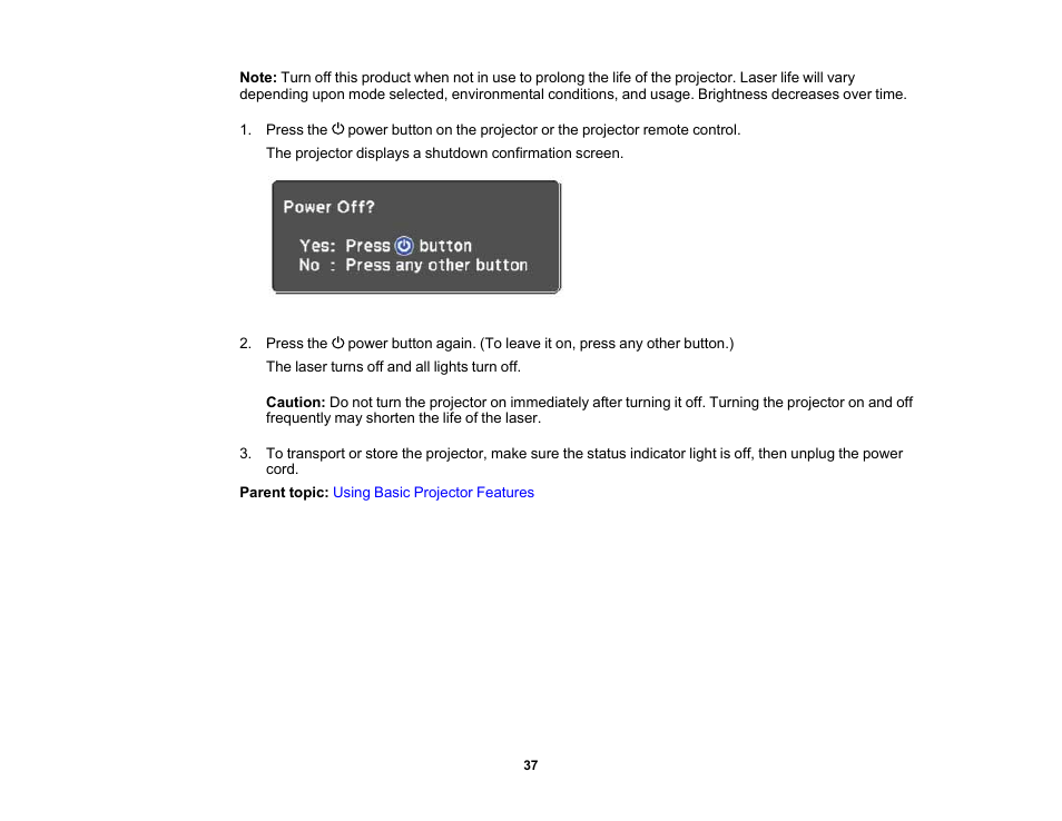 Epson EpiqVision Mini EF11 1000-Lumen Full HD Laser 3LCD Projector User Manual | Page 37 / 138