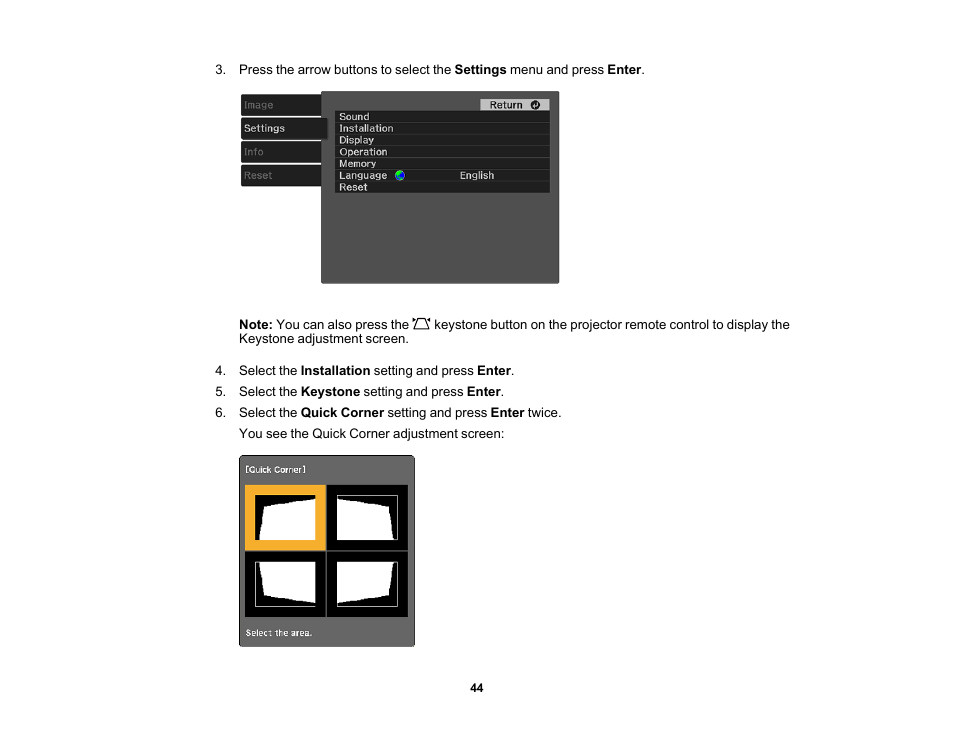 Epson EpiqVision Mini EF11 1000-Lumen Full HD Laser 3LCD Projector User Manual | Page 44 / 138