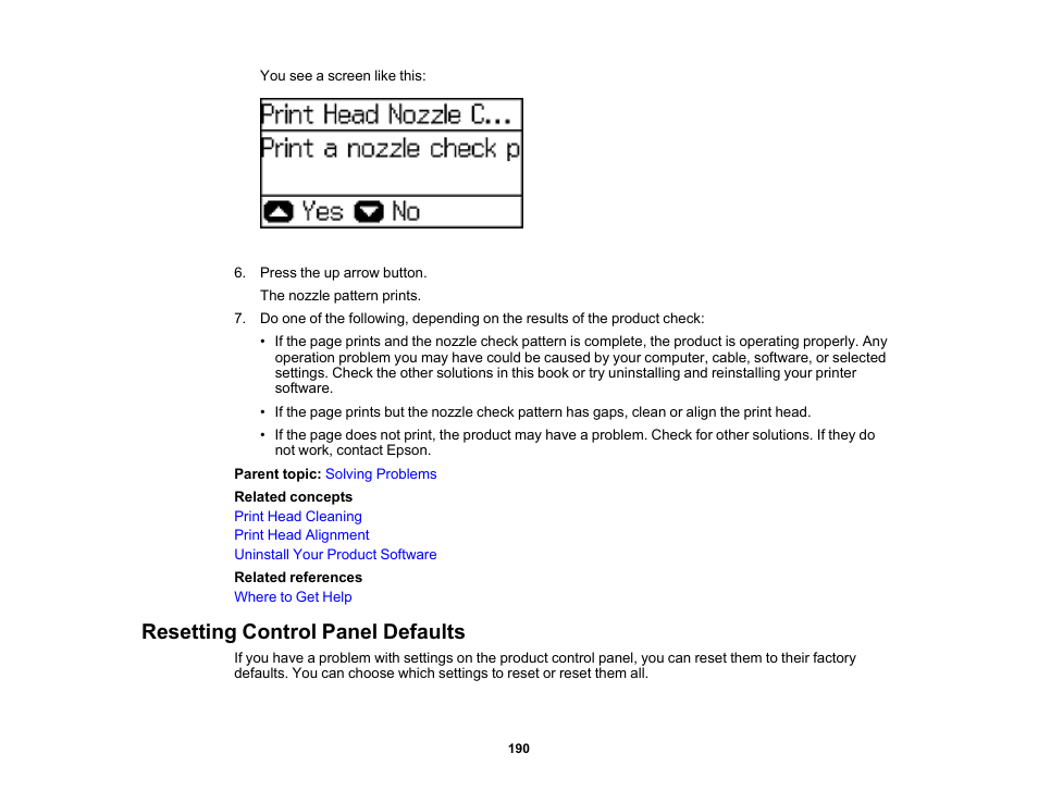Resetting control panel defaults | Epson WorkForce Pro WF-6090 Printer with PCL/PostScript User Manual | Page 190 / 252