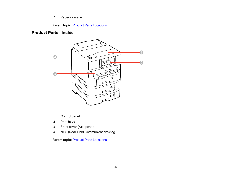 Product parts - inside | Epson WorkForce Pro WF-6090 Printer with PCL/PostScript User Manual | Page 20 / 252