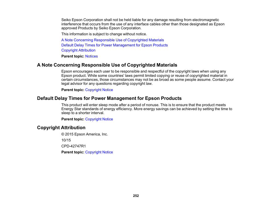 Copyright attribution | Epson WorkForce Pro WF-6090 Printer with PCL/PostScript User Manual | Page 252 / 252