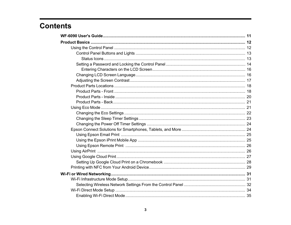Epson WorkForce Pro WF-6090 Printer with PCL/PostScript User Manual | Page 3 / 252