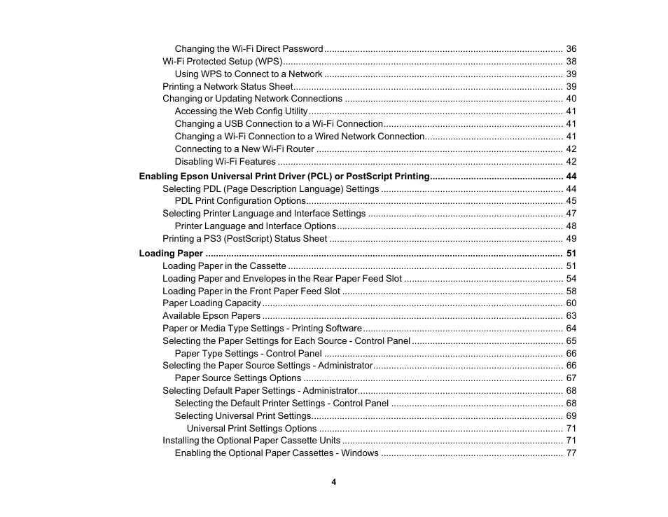 Epson WorkForce Pro WF-6090 Printer with PCL/PostScript User Manual | Page 4 / 252