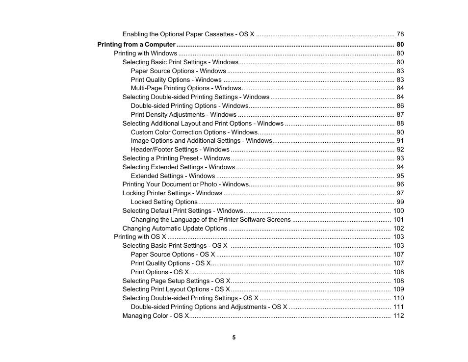 Epson WorkForce Pro WF-6090 Printer with PCL/PostScript User Manual | Page 5 / 252