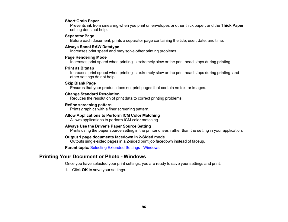 Printing your document or photo - windows | Epson WorkForce Pro WF-6090 Printer with PCL/PostScript User Manual | Page 96 / 252