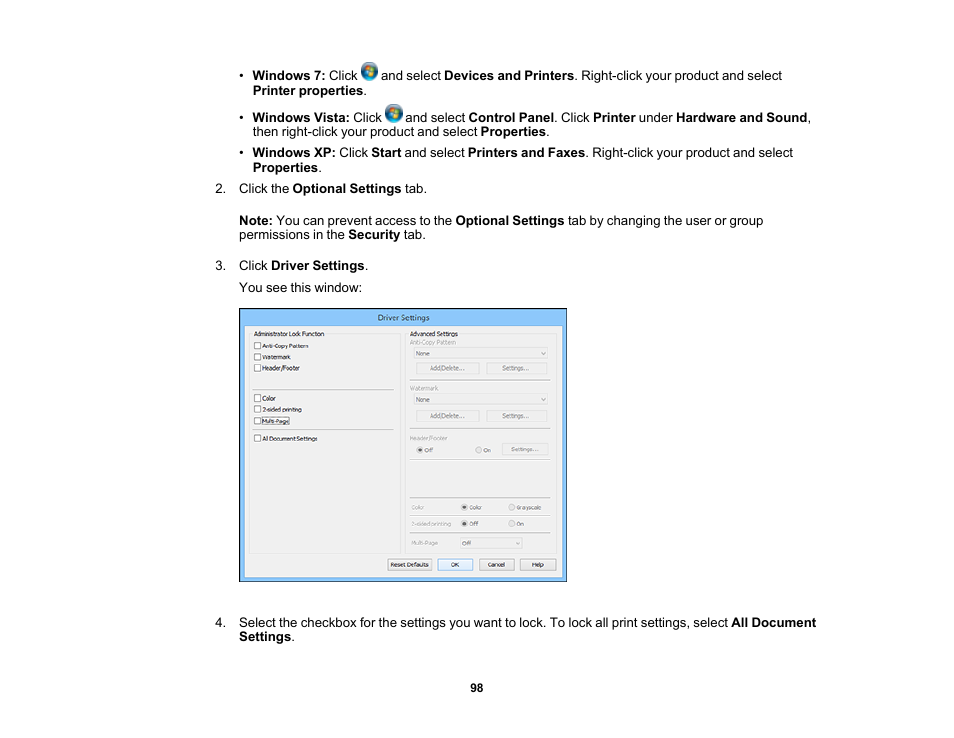 Epson WorkForce Pro WF-6090 Printer with PCL/PostScript User Manual | Page 98 / 252