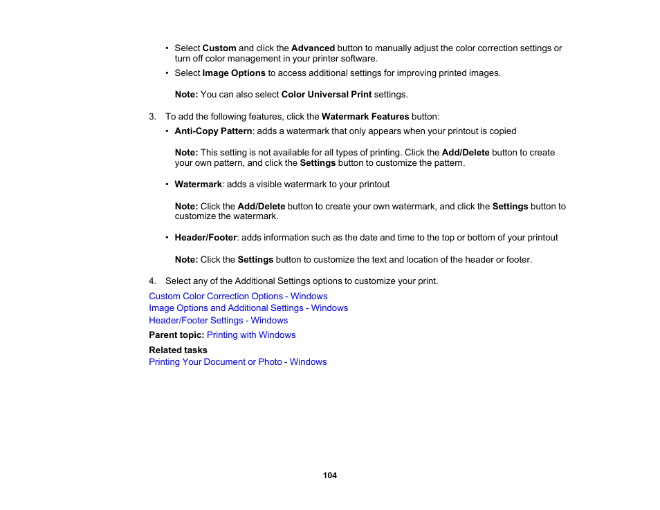 Epson EcoTank Photo ET-8500 Wireless Color All-in-One Supertank Printer User Manual | Page 104 / 346