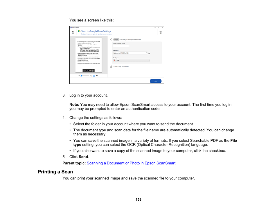 Printing a scan | Epson EcoTank Photo ET-8500 Wireless Color All-in-One Supertank Printer User Manual | Page 158 / 346