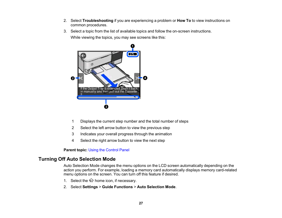 Turning off auto selection mode | Epson EcoTank Photo ET-8500 Wireless Color All-in-One Supertank Printer User Manual | Page 27 / 346